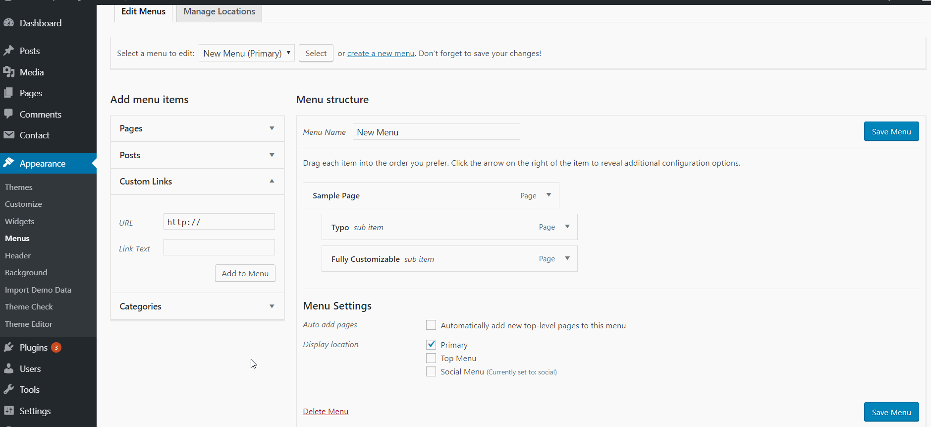 Menü in WordPress hinzufügen