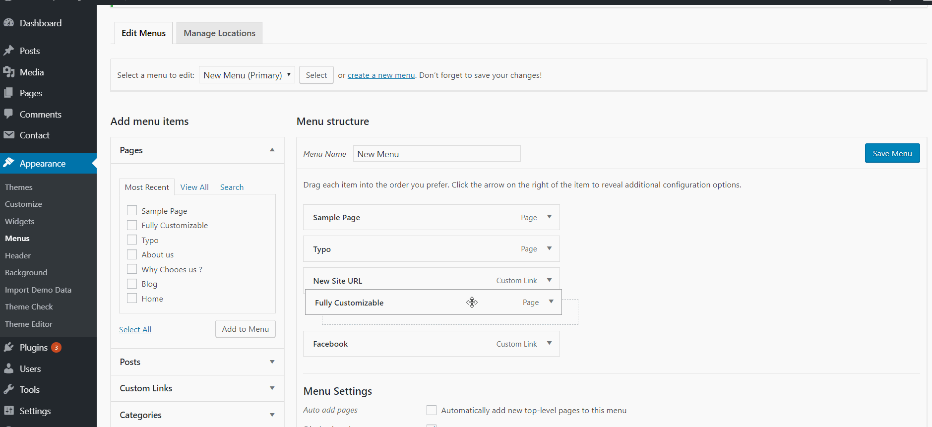 Menü in WordPress erstellen