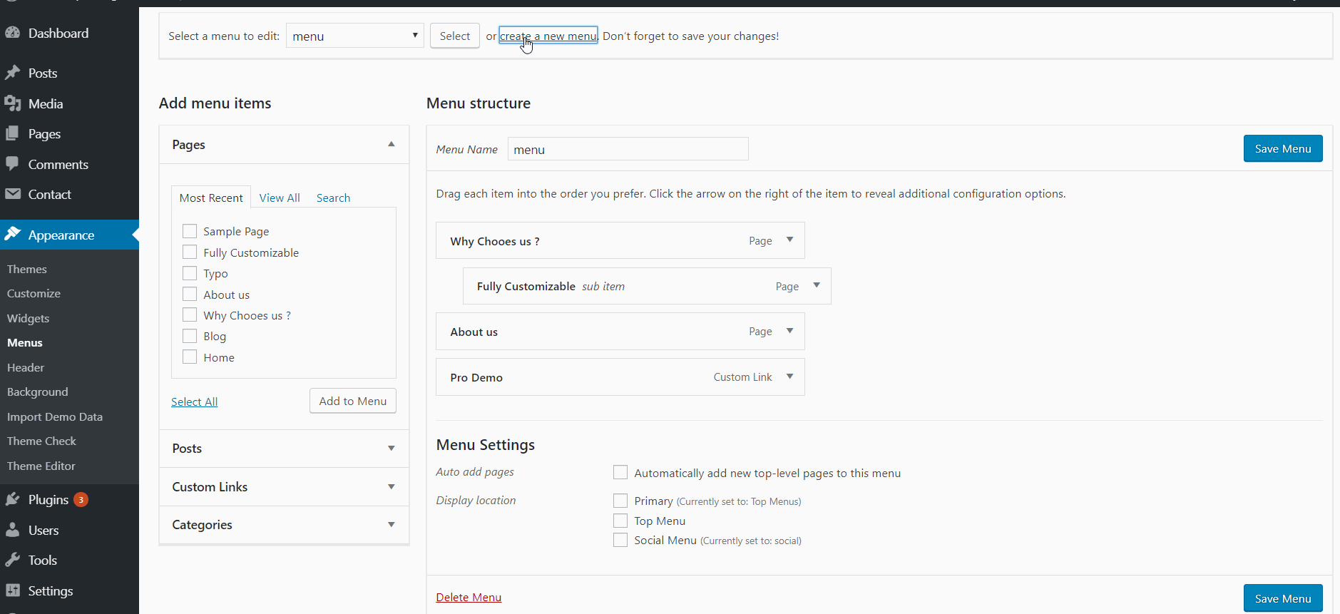 Menüs in WordPress erstellen