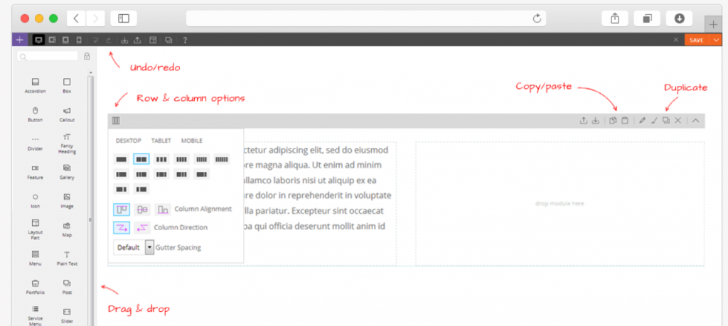 Arrastar e soltar os plug-ins do construtor de páginas