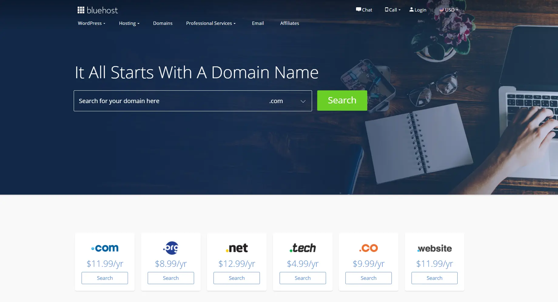 Bluehost to świetne źródło do wyboru idealnie dopasowanej nazwy domeny dla WordPress.