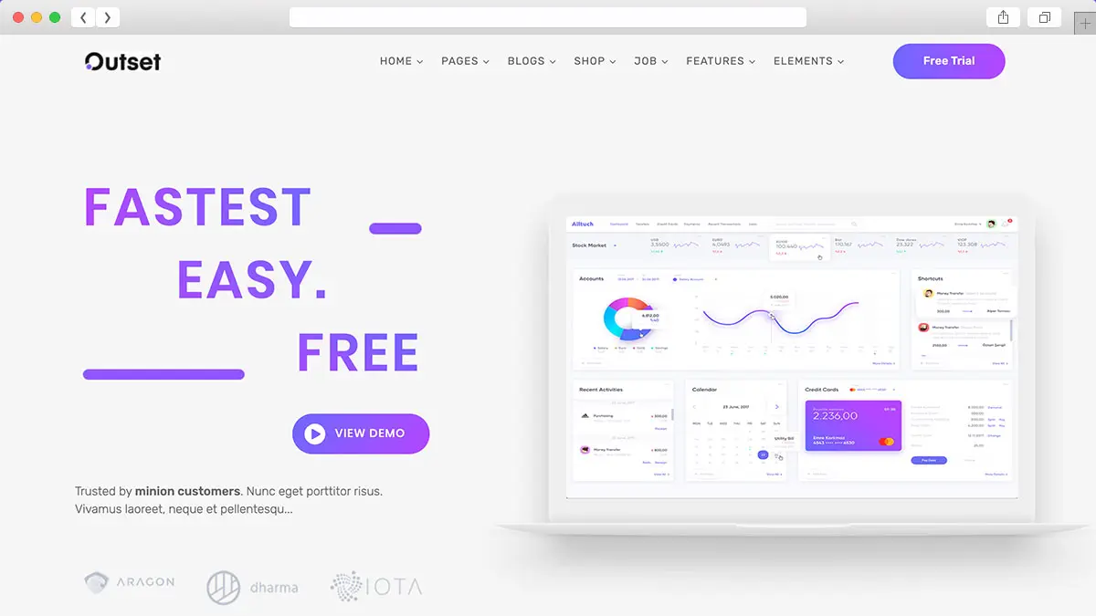 Wielozadaniowy motyw WordPress Outset dla Saas Startup
