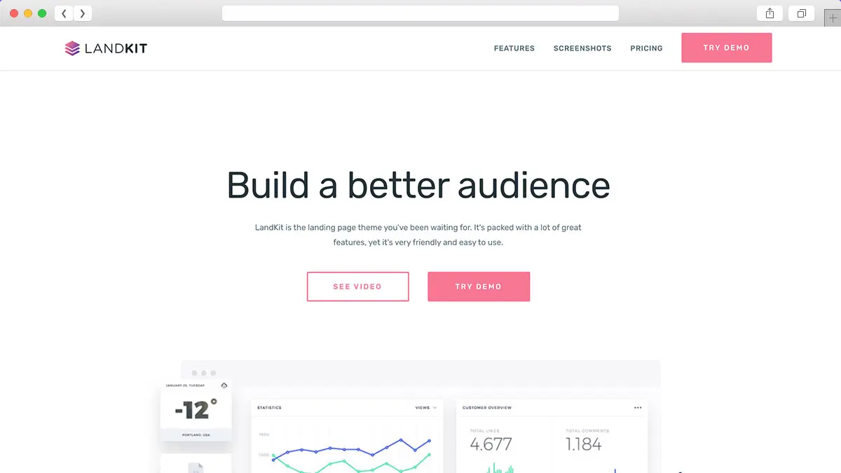 Landkit WordPress motyw strony docelowej