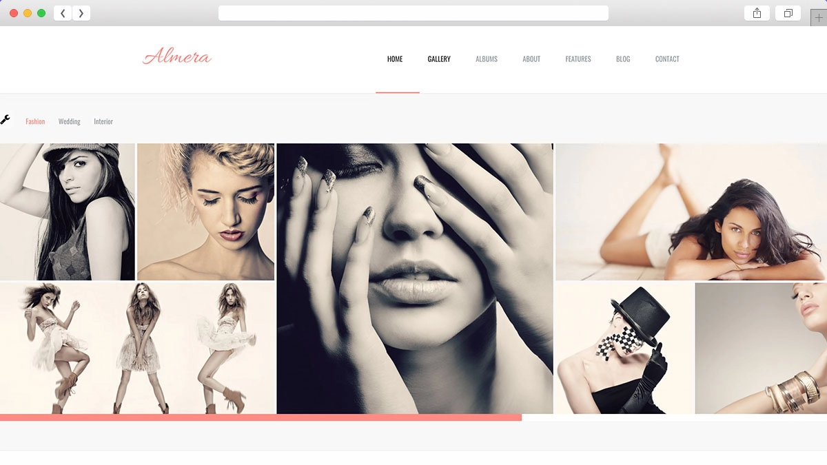 Tema de WordPress para portafolio de fotos de Almera Model Agency
