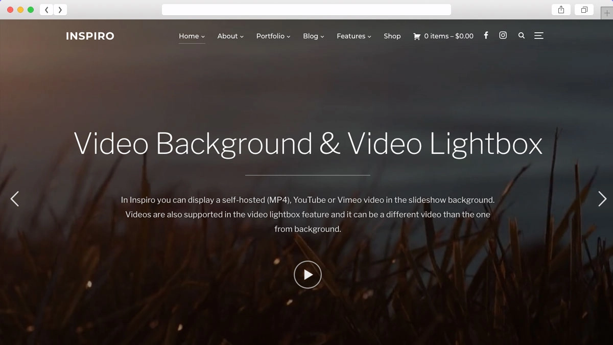 Tema de WordPress para fotografía multipropósito de Inspiro