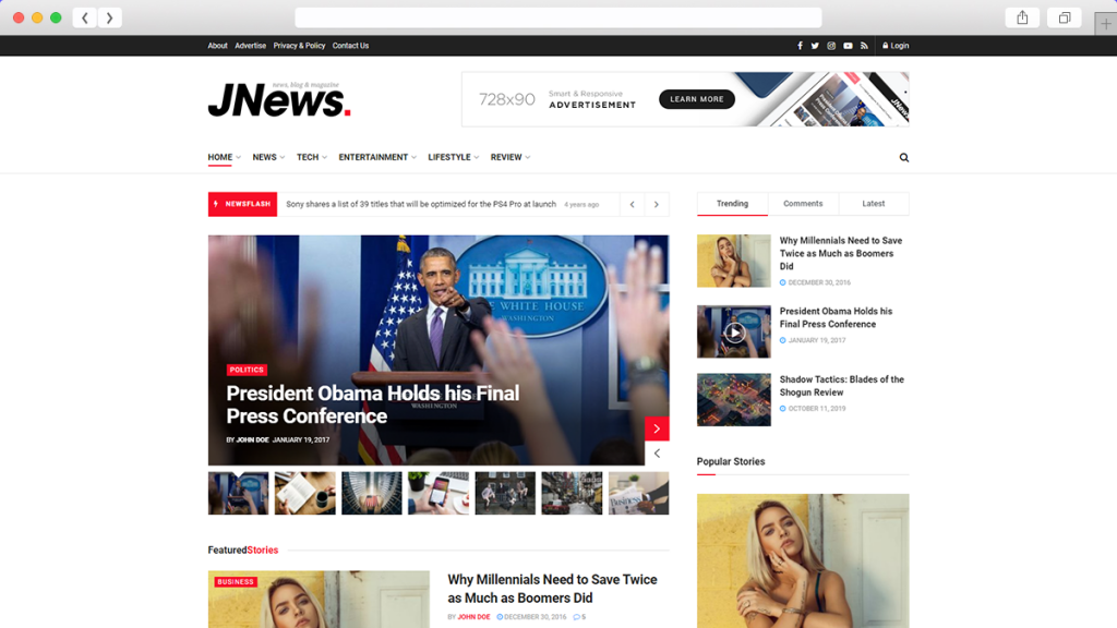 7. Teme WordPress optimizate AdSense JNews