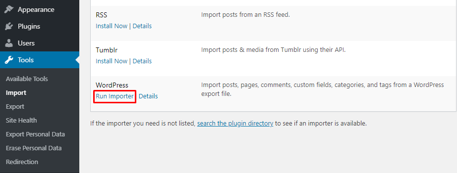 6. WordPress - Executar importação