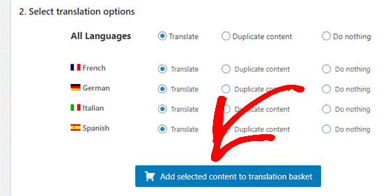 opções de tarnslation