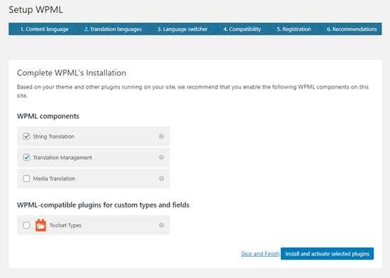 instalação wpml