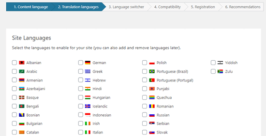 idiomas do site de wpml