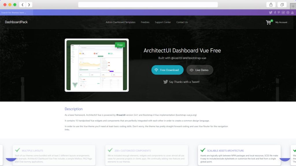 ArchitectUI VueJS Bootstrap 儀表板