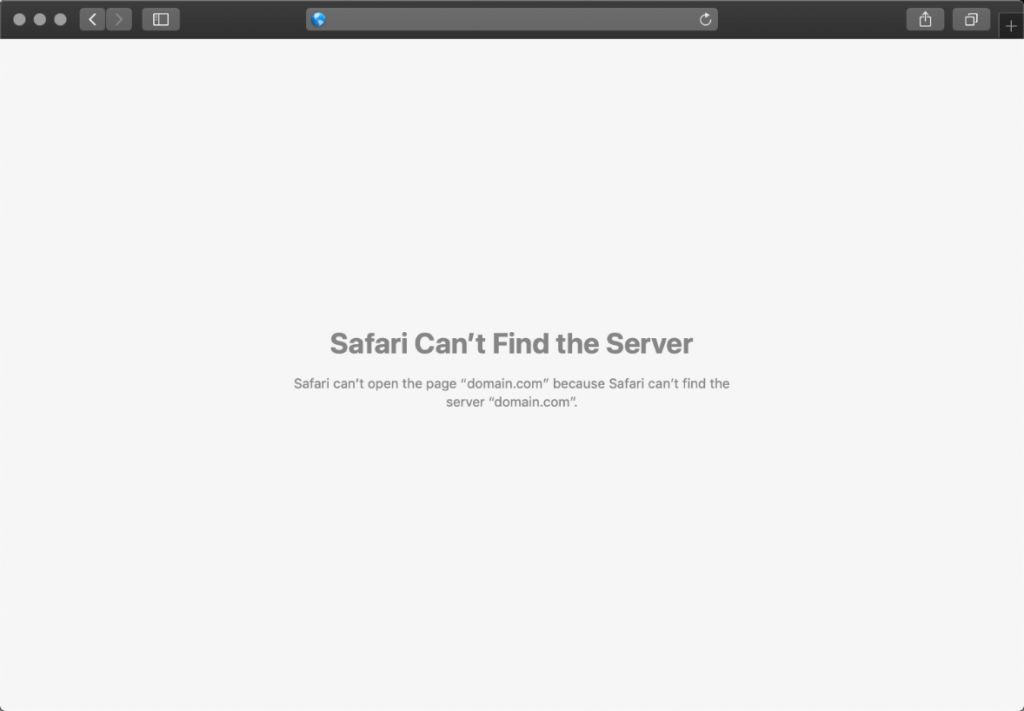 Safari لا يمكنه العثور على الخادم