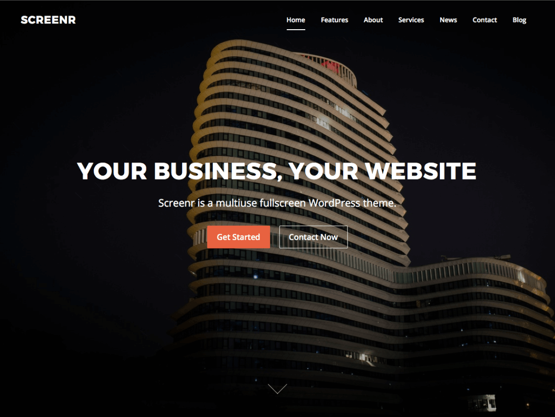 Screenr 是另一个基于 Bootstrap 的单页 WordPress 主题