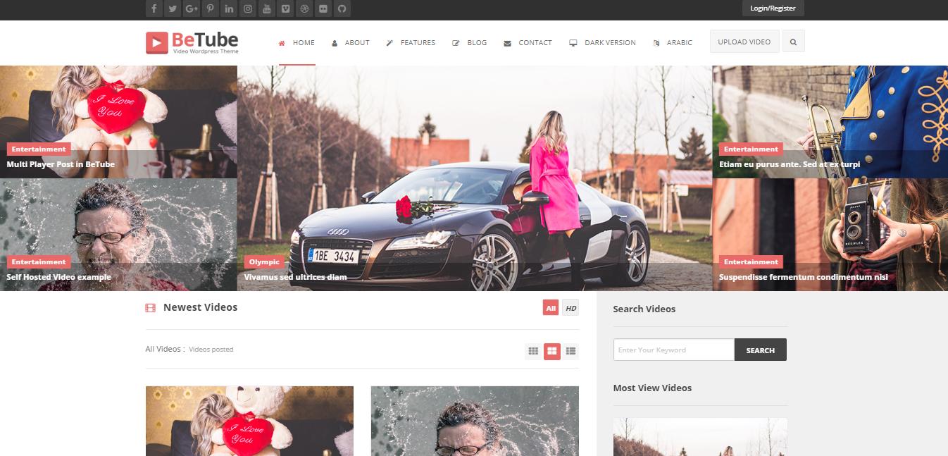 Betube - 20개 이상의 비디오 워드프레스 테마