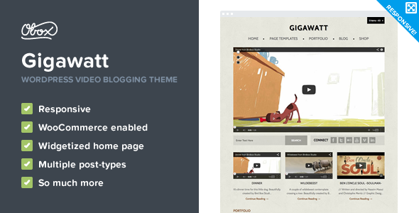 Gigawatt - WordPress 테마의 비디오 테마