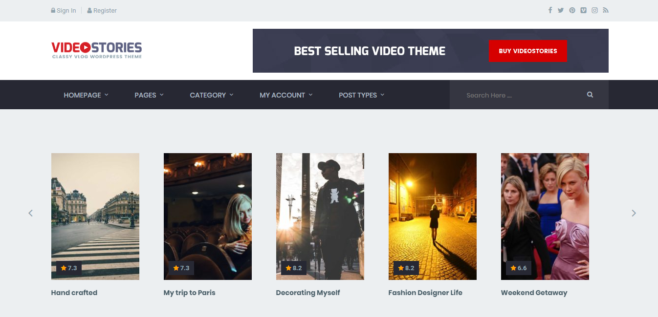 Videostories - 상위 20개 최고의 WordPress 테마