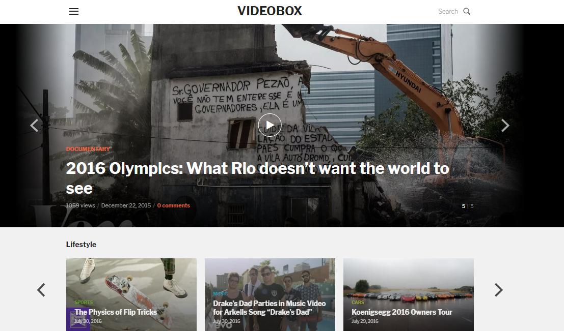 Video Box - 최고의 WordPress 테마 20개