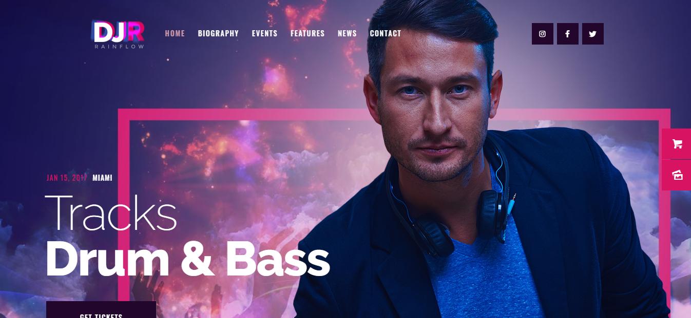 DJ Rainflow - Tema WordPress tentang musik