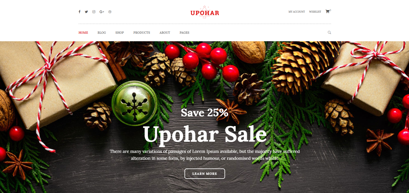 Upohar ocupa el primer lugar en la lista de los mejores temas navideños de WordPress