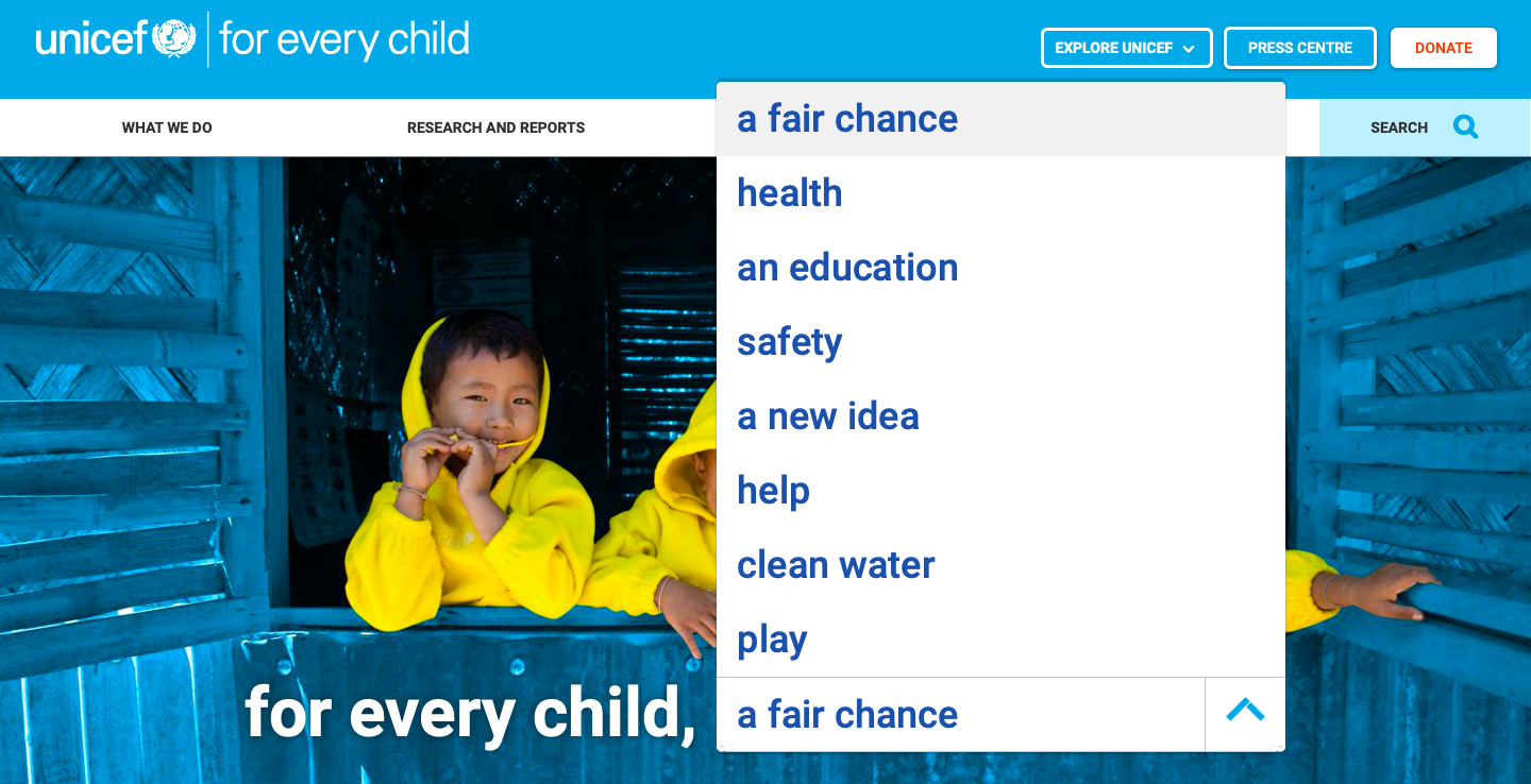 聯合國兒童基金會 - 網站瀏覽者創建使命宣言