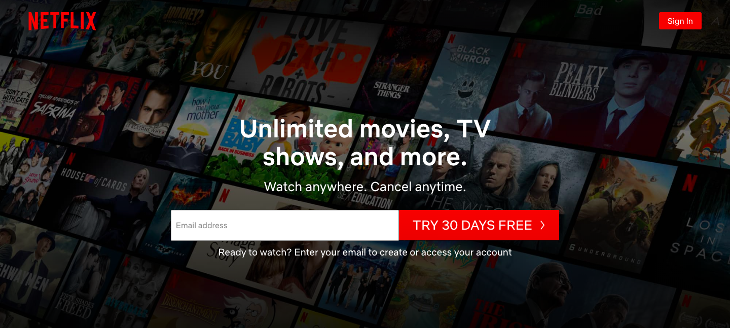 Netflix - 包含強大的號召性用語