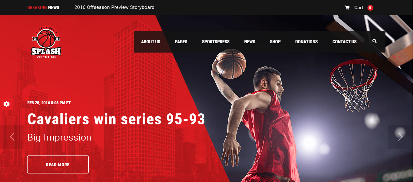 Splash - teme populare pentru sporturi WordPress