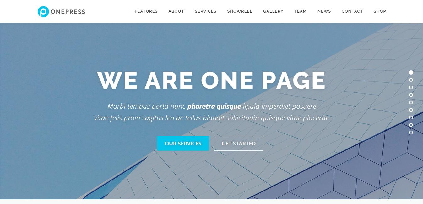 OnePress - 一頁免費的 WordPress 主題