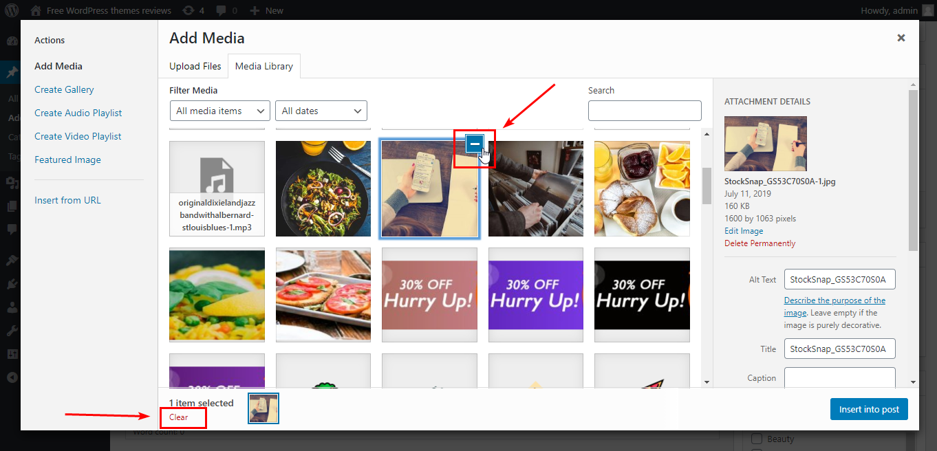 Limpar / Remover mídia