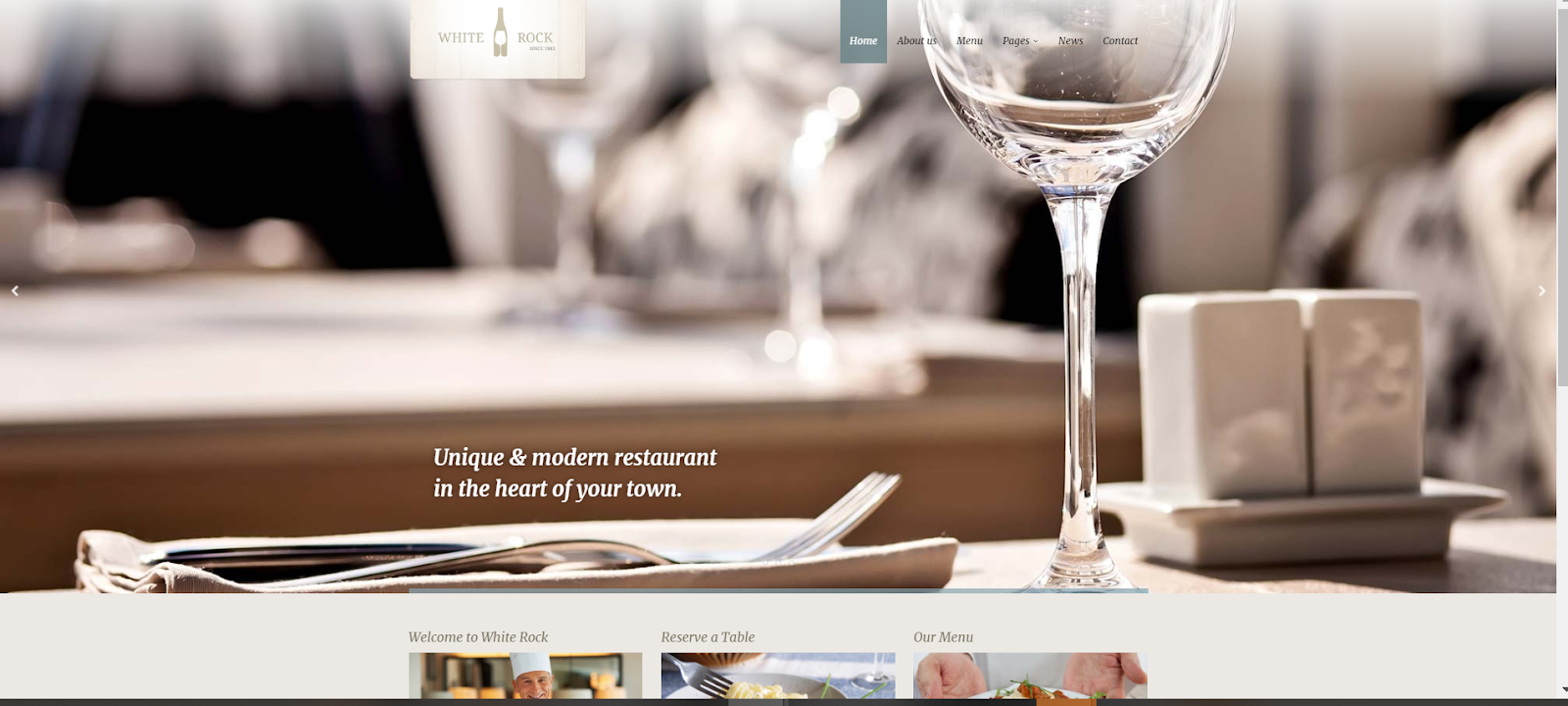 White Rock – minimalistisches Restaurantthema