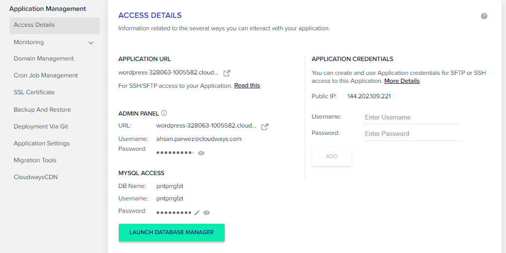 o gerenciamento de servidor da plataforma Cloudways,