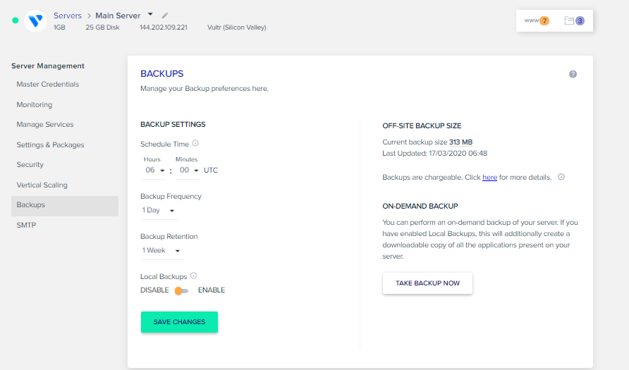 a guia Escala vertical em sua plataforma