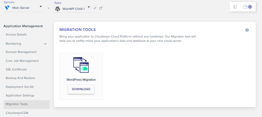 A seção de backup e restauração
