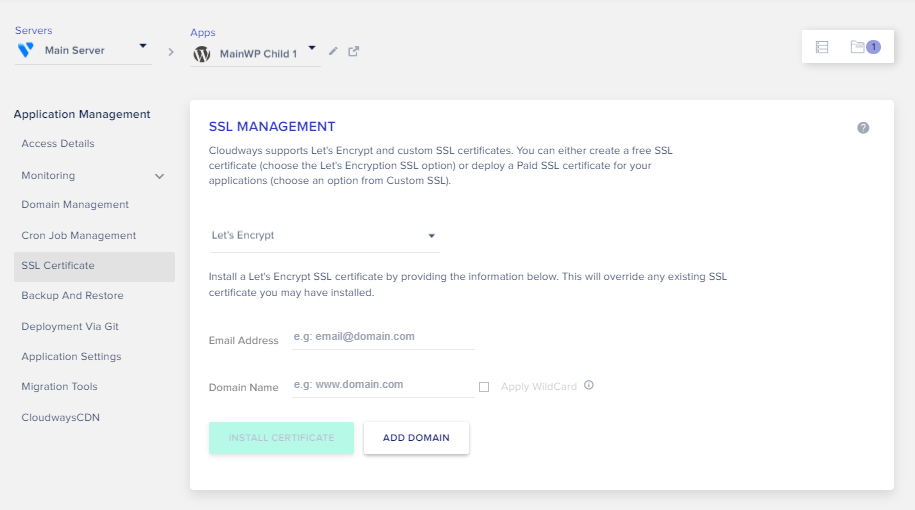 A guia Gerenciamento de Domínio