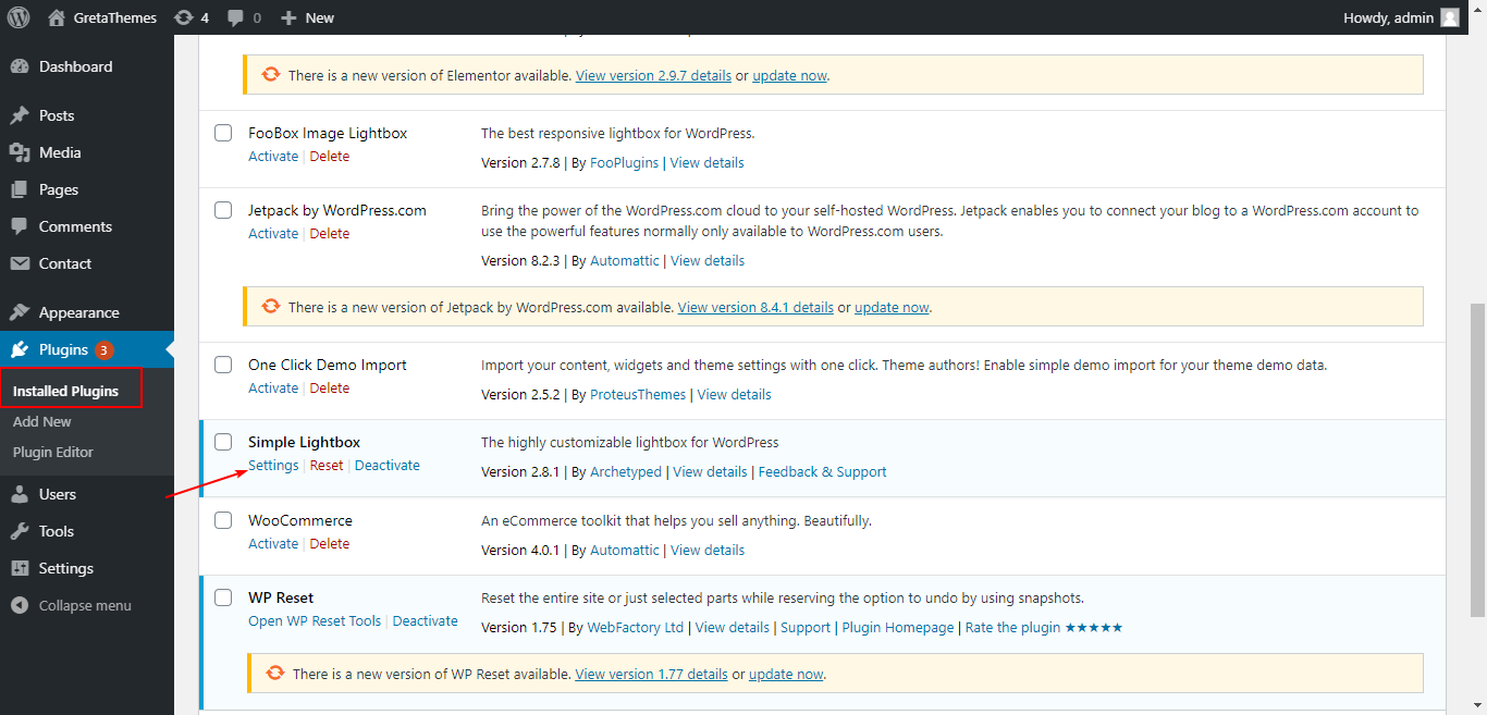 Configure o plugin Simple Lightbox
