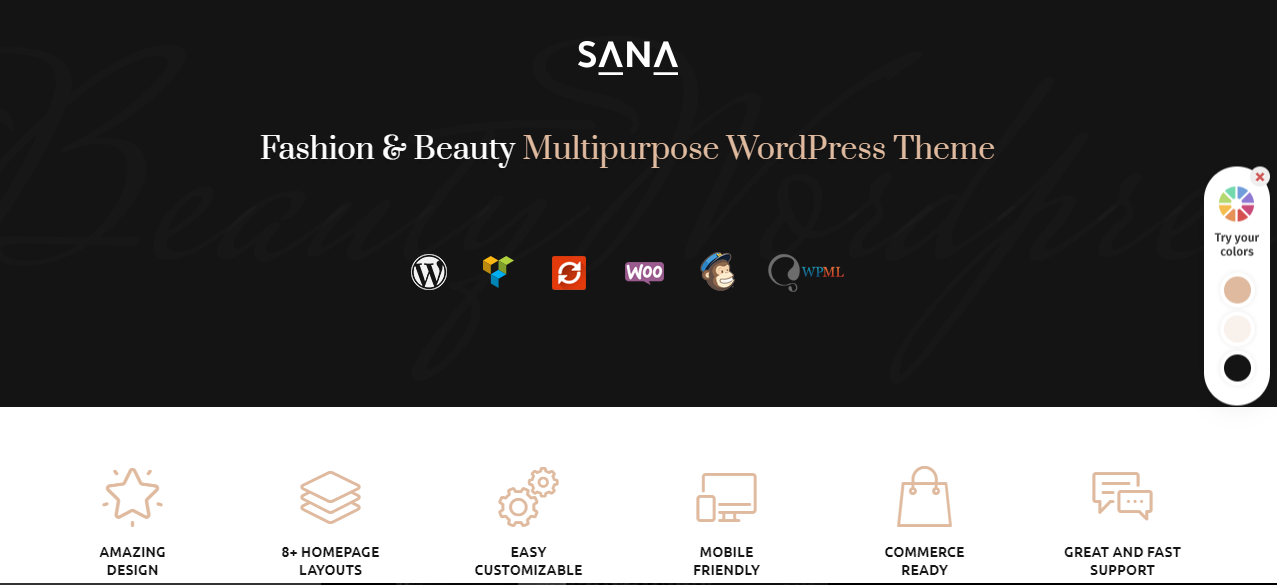 سانا هي واحدة من ثيمات WordPress للمكياج المصممة
