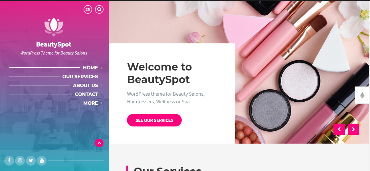 BeautySpot هي واحدة من سمات WordPress للماكياج المصممة