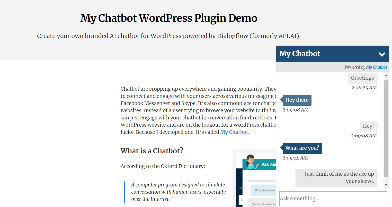 البرنامج المساعد My Chatbot WordPress