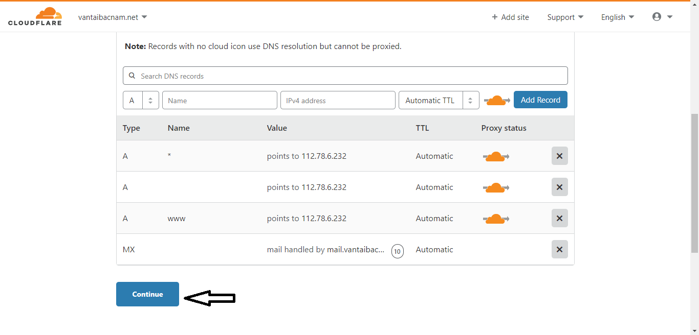 انقر فوق "متابعة" للمتابعة