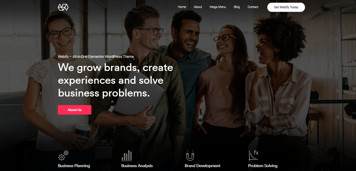 El tema empresarial de Webify es uno de los temas de WordPress más vendidos