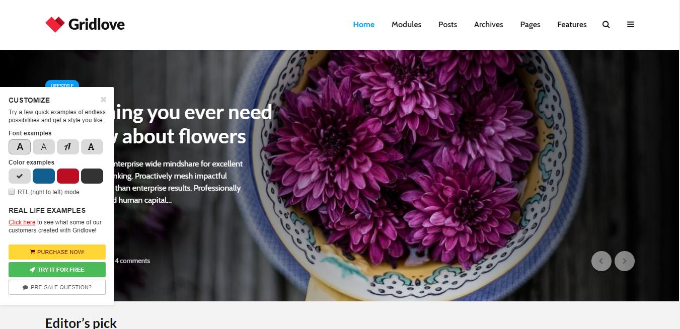 GrirdLove es ideal para revistas y sitios web de noticias.