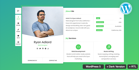 RyanCV est l'un des meilleurs thèmes WordPress pour CV en ligne