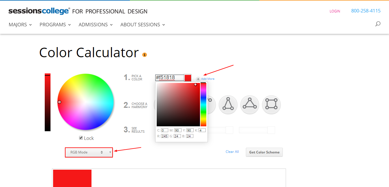 カラー計算ツールを使用して、カラーホイールに続く色のセットを選択します
