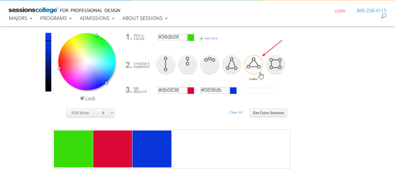 緑-赤-青のセットは、カラーホイールのトライアドカラーに従います