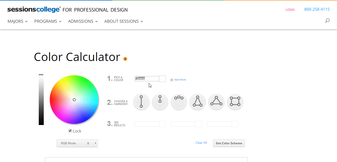 カラーホイールのポイントを移動して、対応するモノトーンカラーを見つけます