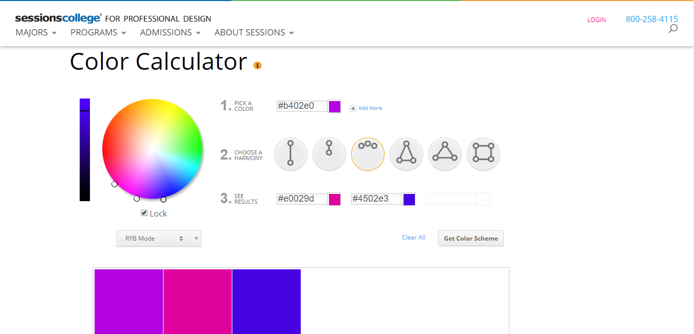 ピンク-バイオレット-ブルーは、3つの類似した色の例です