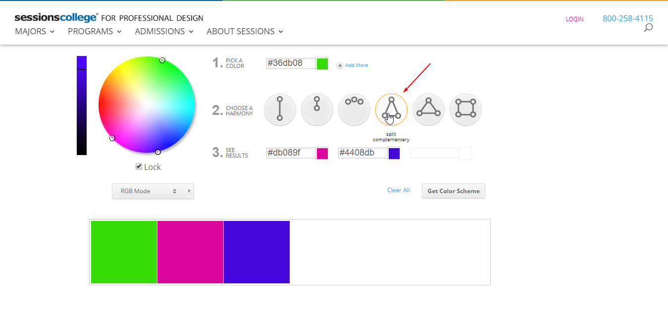 緑-ピンク-青のセットは、カラーホイールの補色の分割に従います