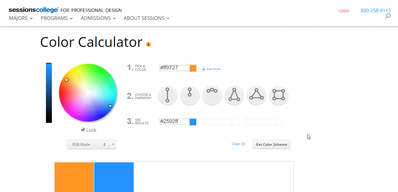 ColorCalculatorで2つの補色を見つける