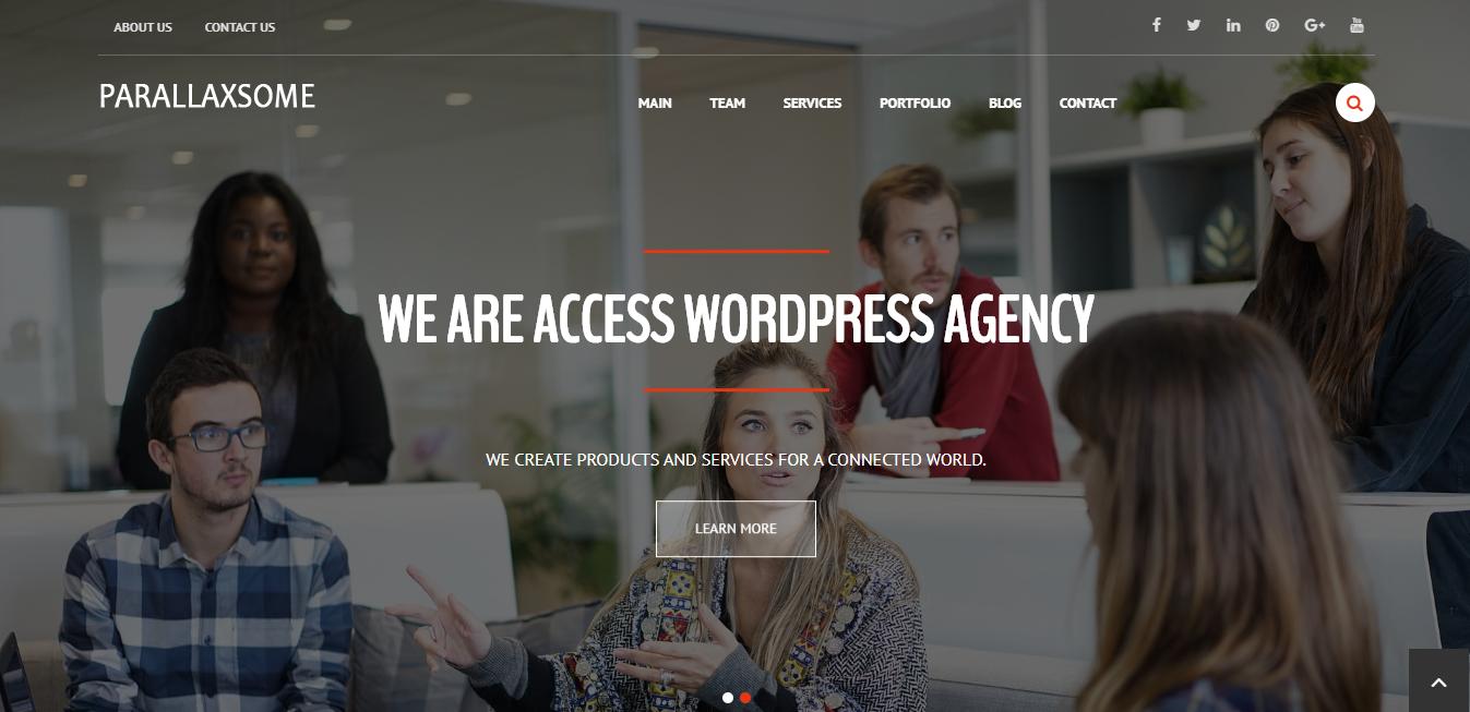 Parallax Some هو أحد أفضل قوالب WordPress المجانية متعددة الأغراض تصميمًا