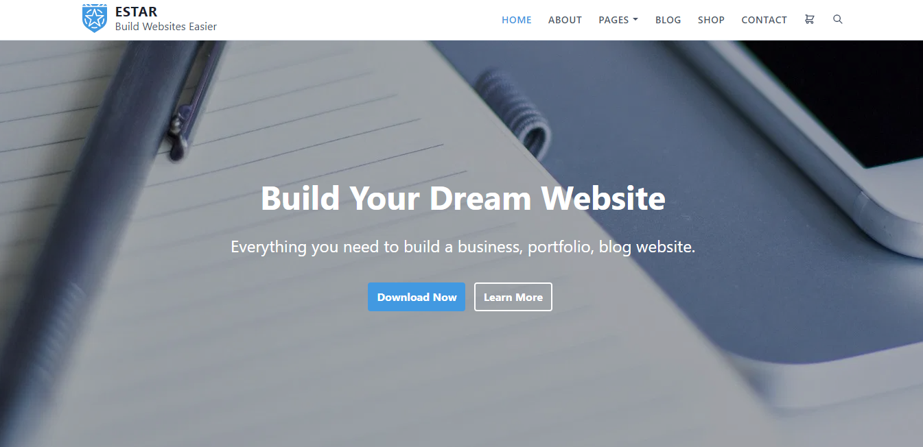 eStar هو السمة المجانية متعددة الأغراض البسيطة والأنيقة