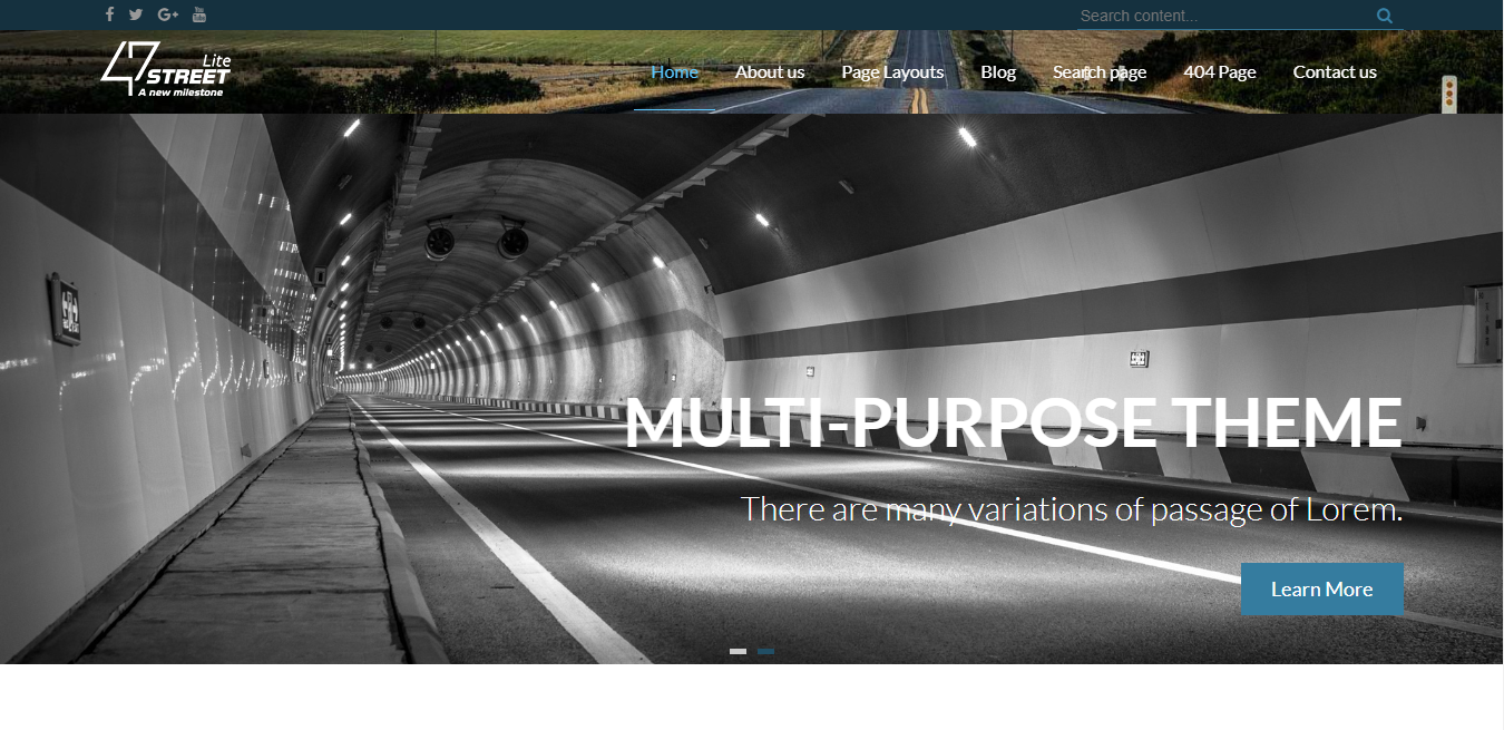 FortySeven Street هي واحدة من أفضل قوالب WordPress المجانية متعددة الأغراض تصميمًا